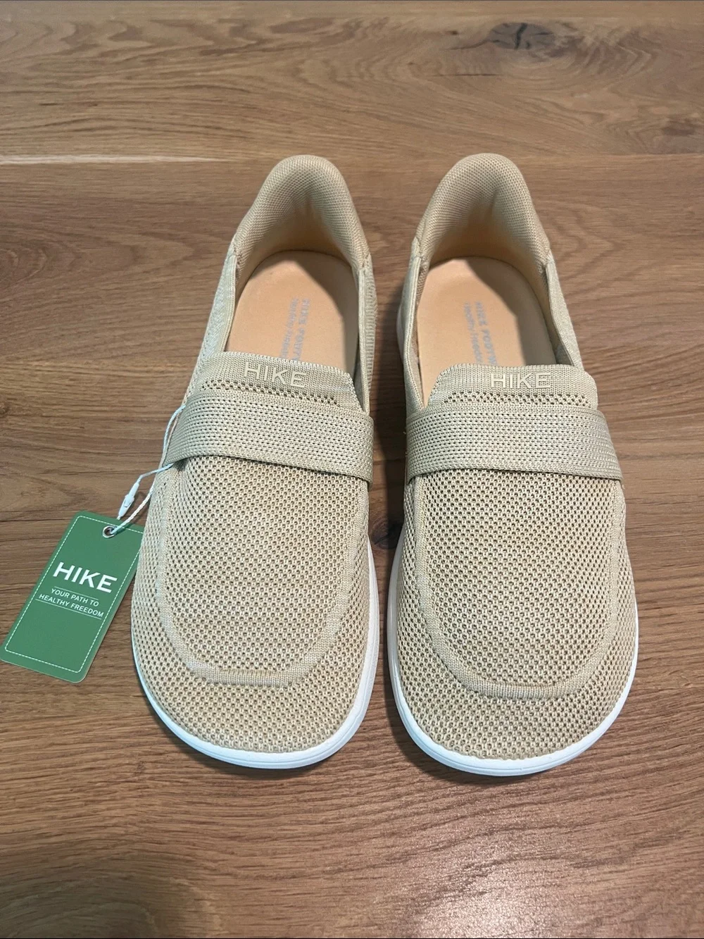 Hike Footwear Valenza Hands-Free Barefoot Knit Loafer Tan Neutral NWT Size 9